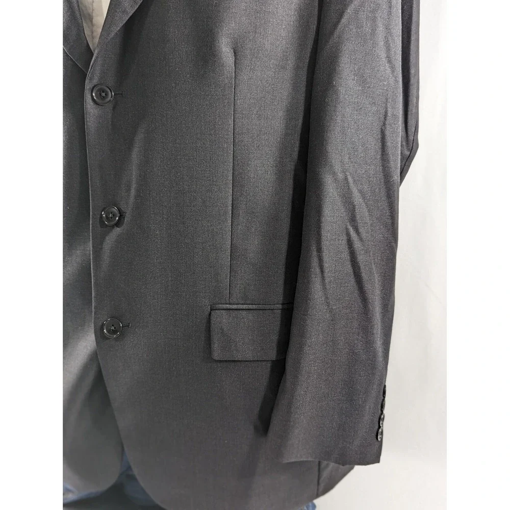 Harold Powell Mens Sport Coat Blazer Three Button Jacket Wool 44L Gray Crosshatc